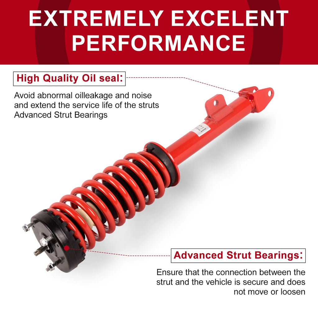 Pair Red Front Struts with Coil Springs for Dodge Charger 2006-2010