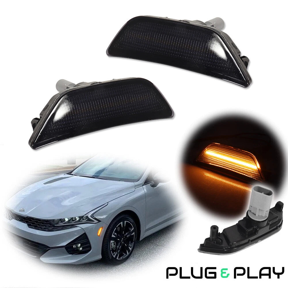 2X Smoked LED Side Marker Lights for Kia K5 (2021–2024)