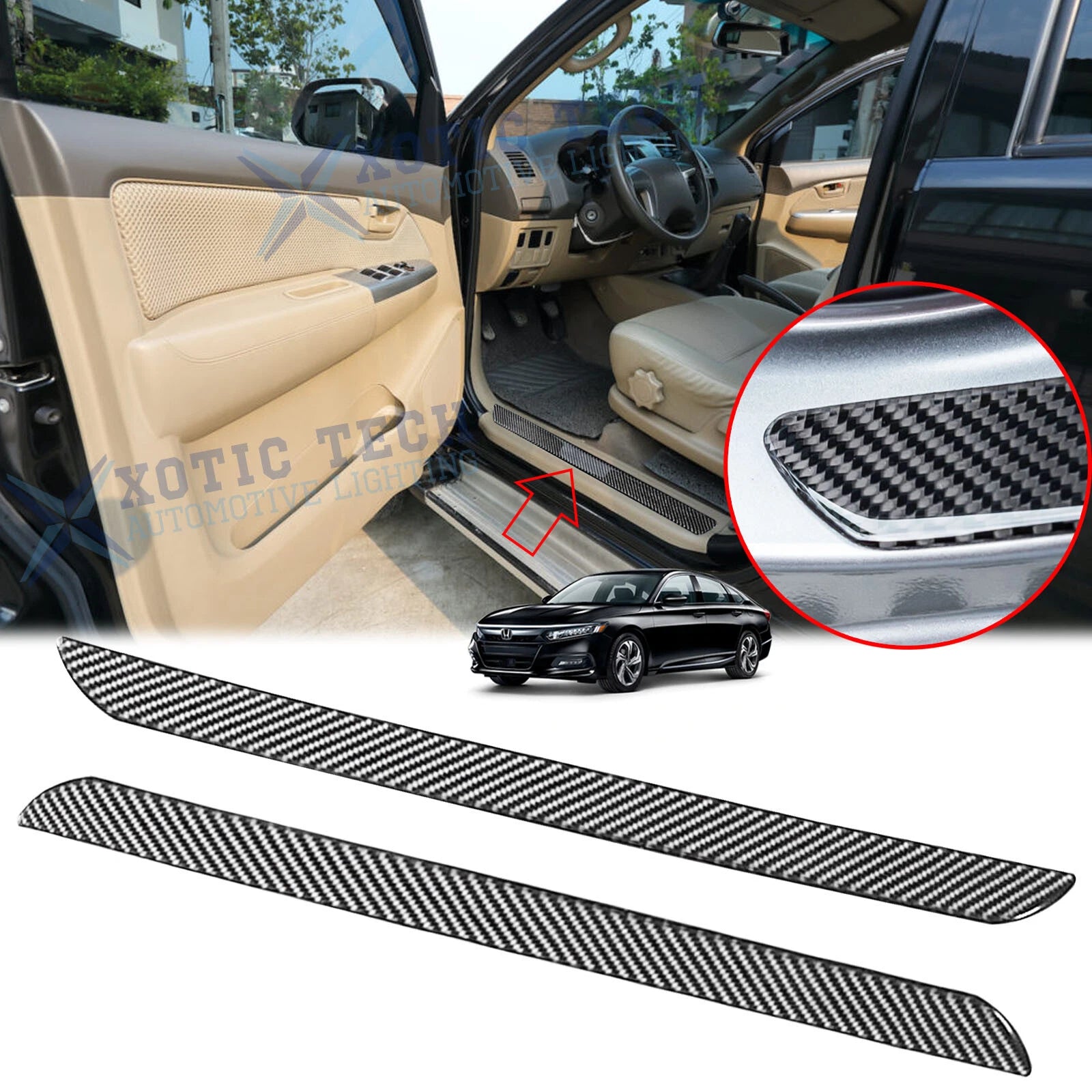 Carbon Fiber Door Scuff Sill Plate Protector for Honda Civic (2016–2021)