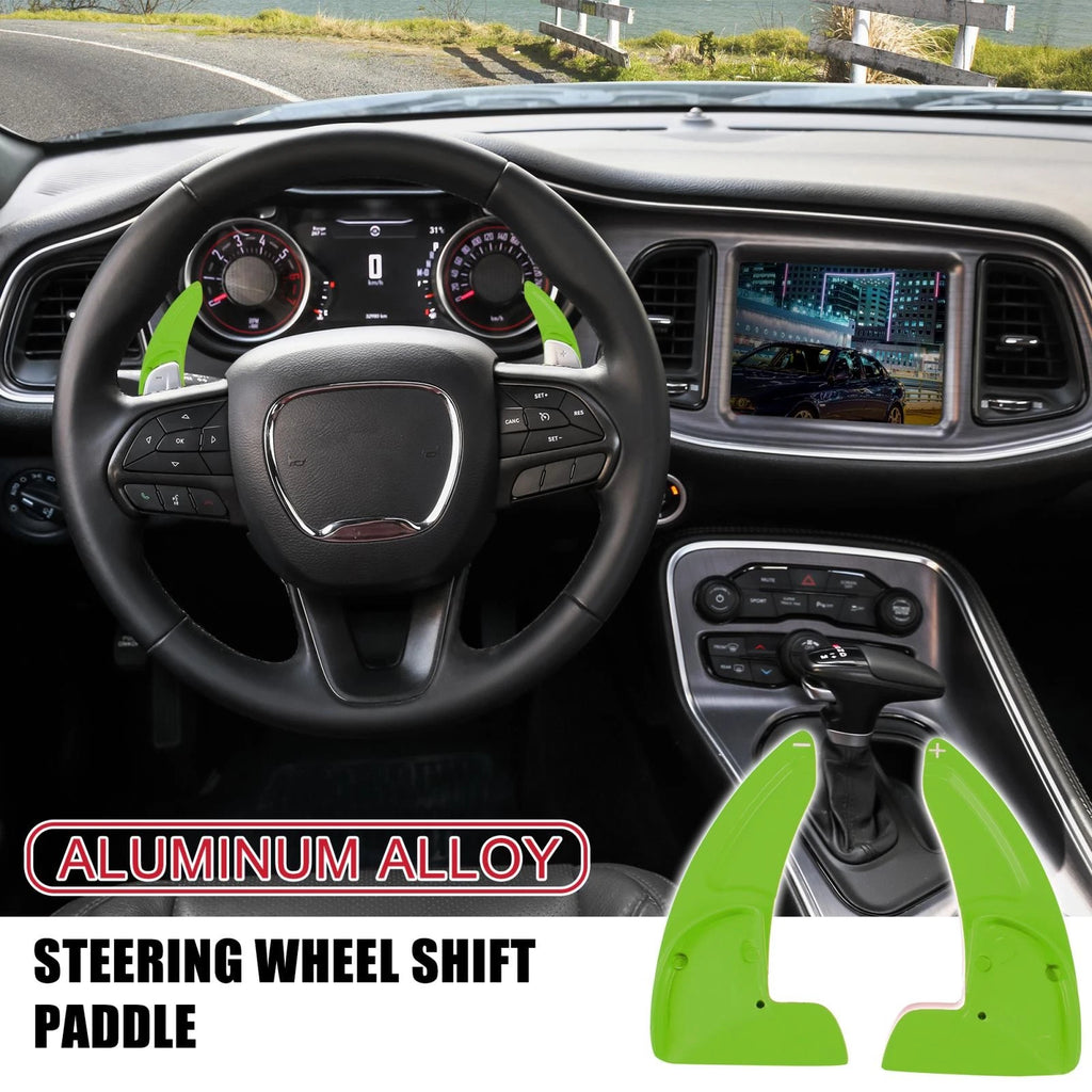 Pair Green Steering Wheel Paddle Shifter Cover for Dodge Charger Challenger (2015–2023) 745065577882