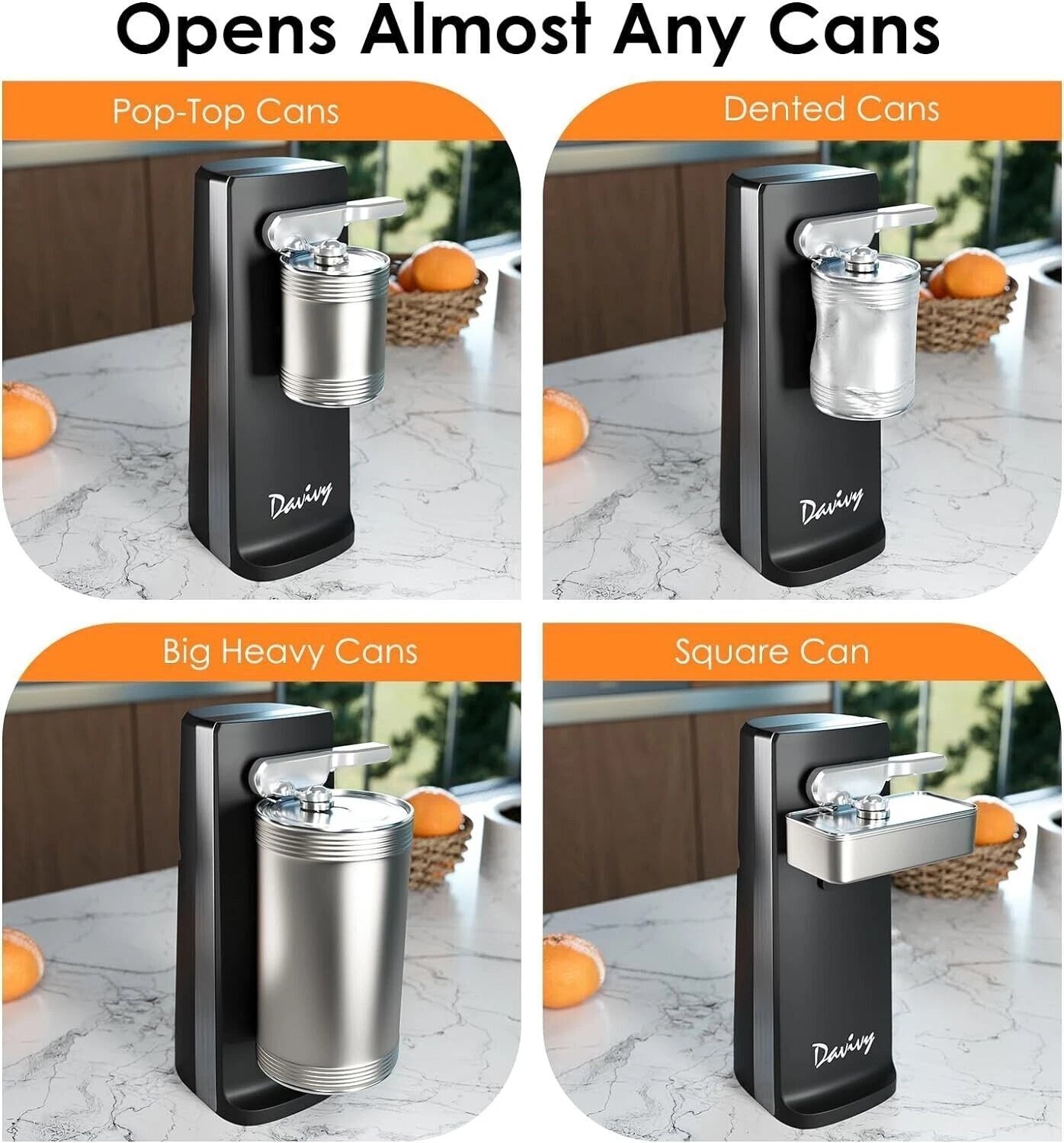 Electric Can Opener for Under Cabinet (Heavy Duty, Smooth Edge)