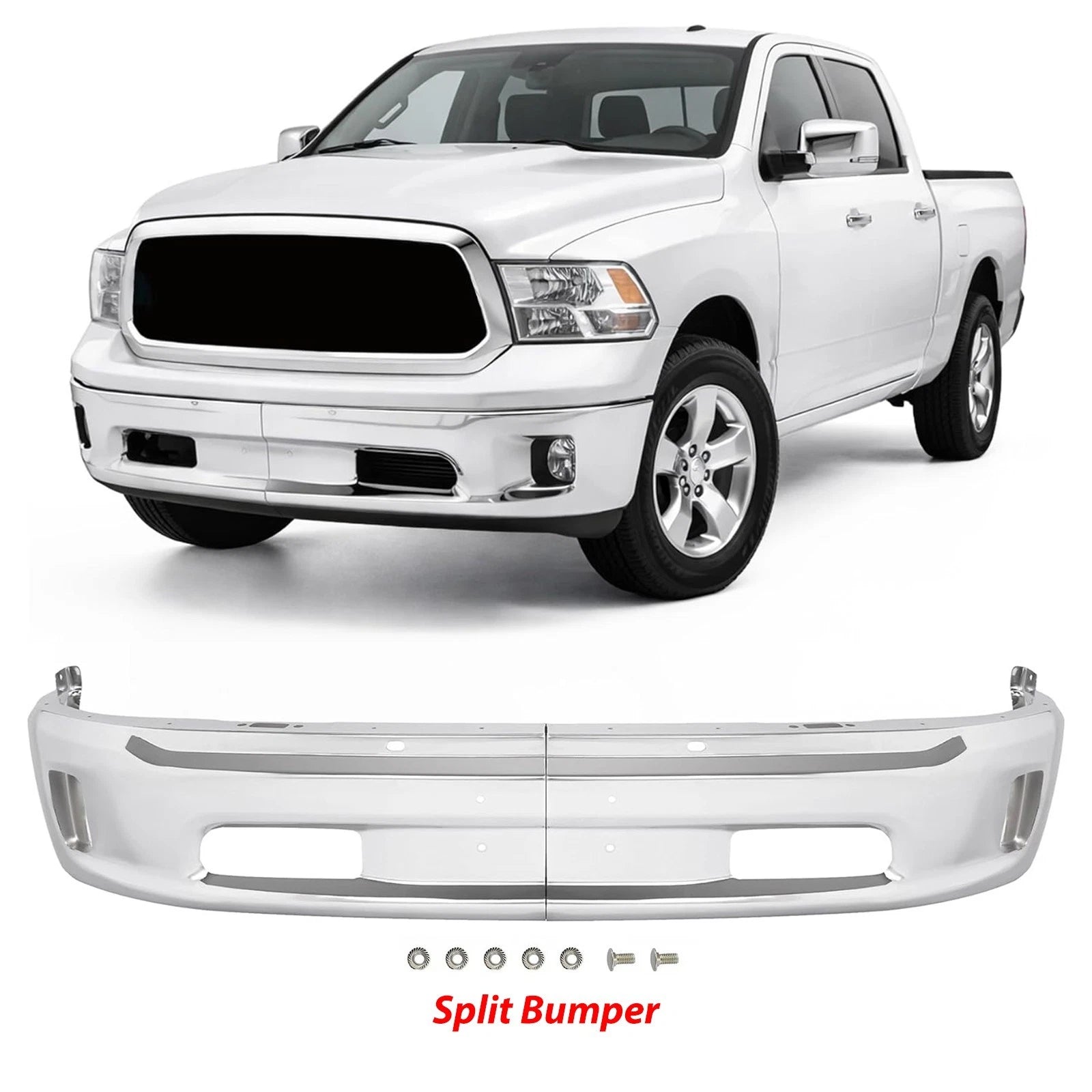 Chrome Steel Front Bumper for Dodge Ram 1500 (2013–2018)