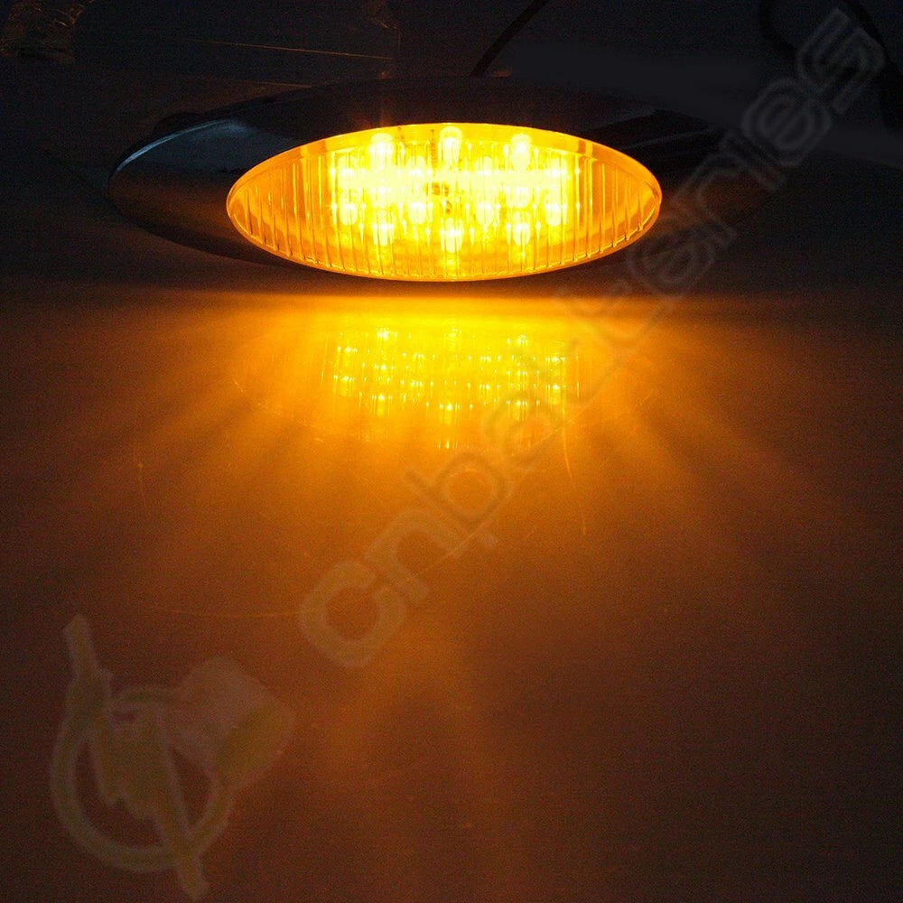 5X 6.5in Amber Oval Cab Signal Light w/Chrome for Peterbilt Cascadia (2016)