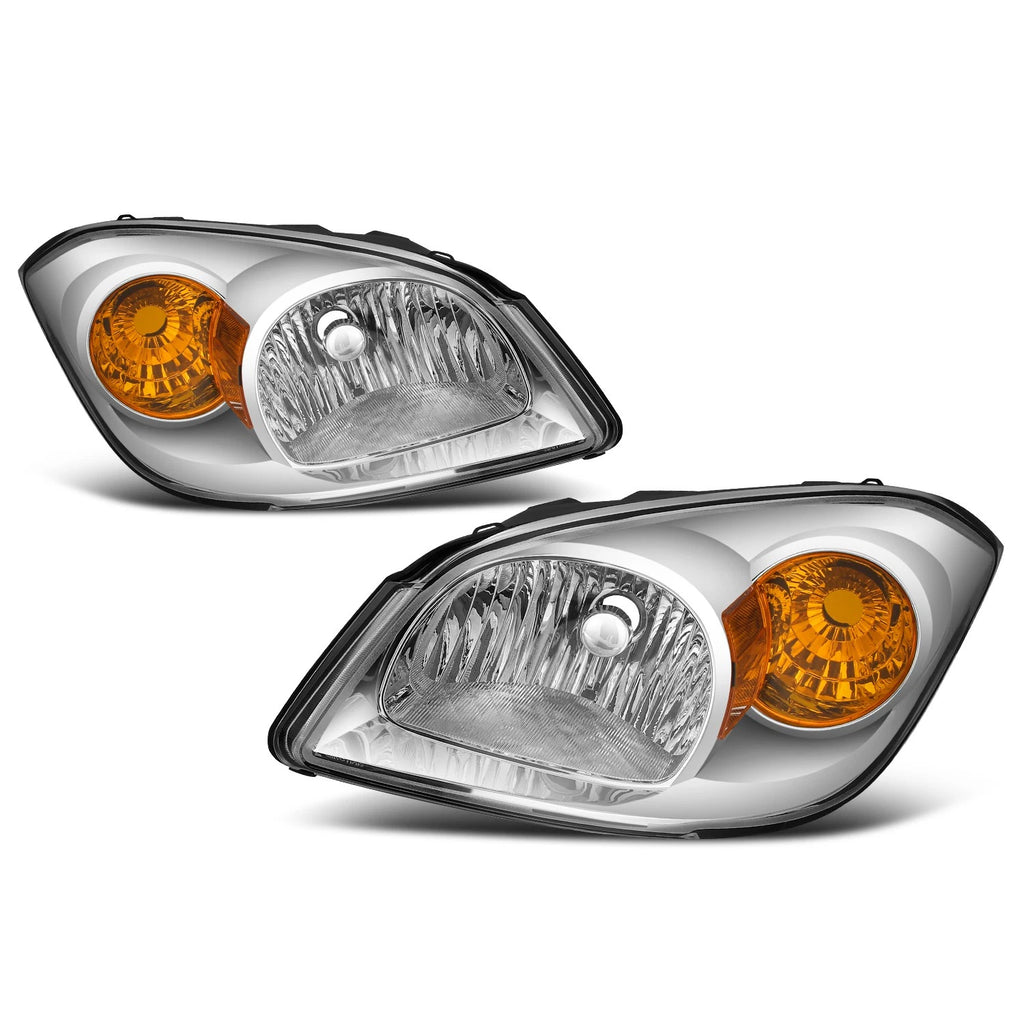 Set of 2 Chrome Housing Amber Side Headlight/Lamp for Chevy Cobalt (2005–2010)