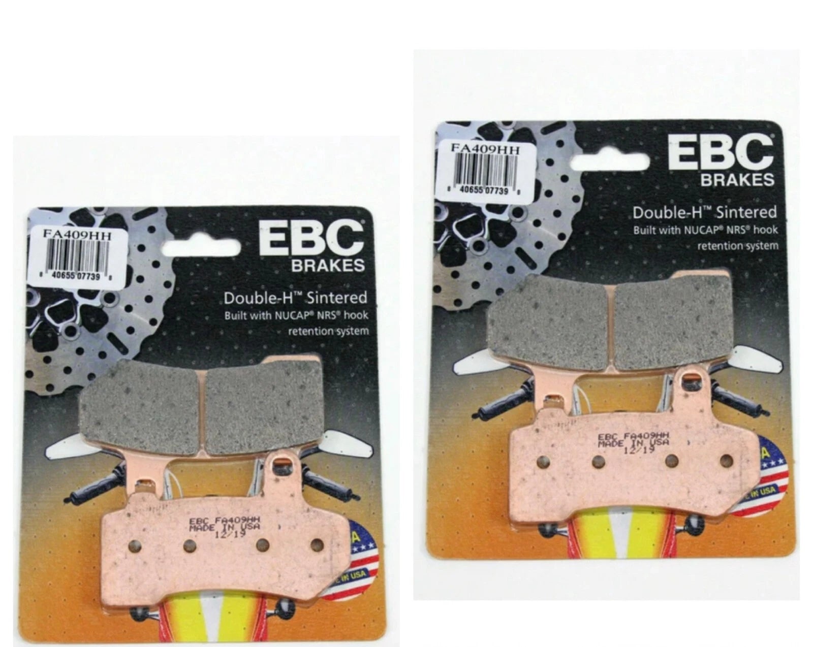2X EBC FA409HH Double-H Sintered Brake Pads for Harley Davidson