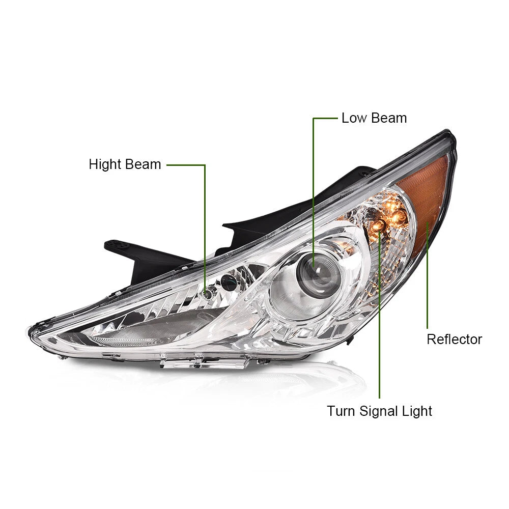 Chrome Housing Projector Headlights for Hyundai Sonata (2011–2014)
