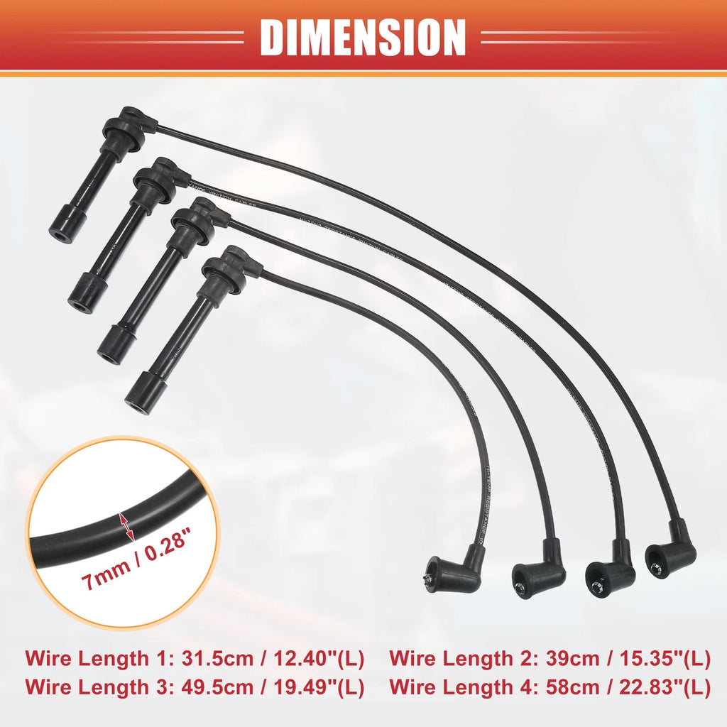 Set of 4 Spark Plug Wire Ignition Coil Cables No. 32700P0HA00 for Honda Accord (1994–2002)