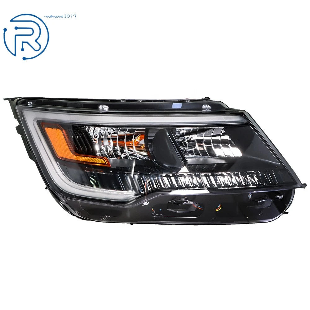 Right Side Black Housing Halogen Headlight w/LED DRL for Ford Explorer (2016–2019)