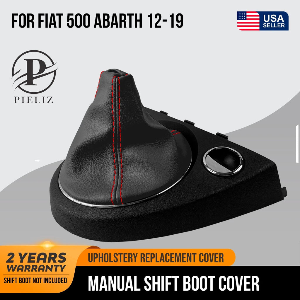 Manual Shift Boot for Fiat 500 Abarth (2012–2019) Red Stitch PVC Leather