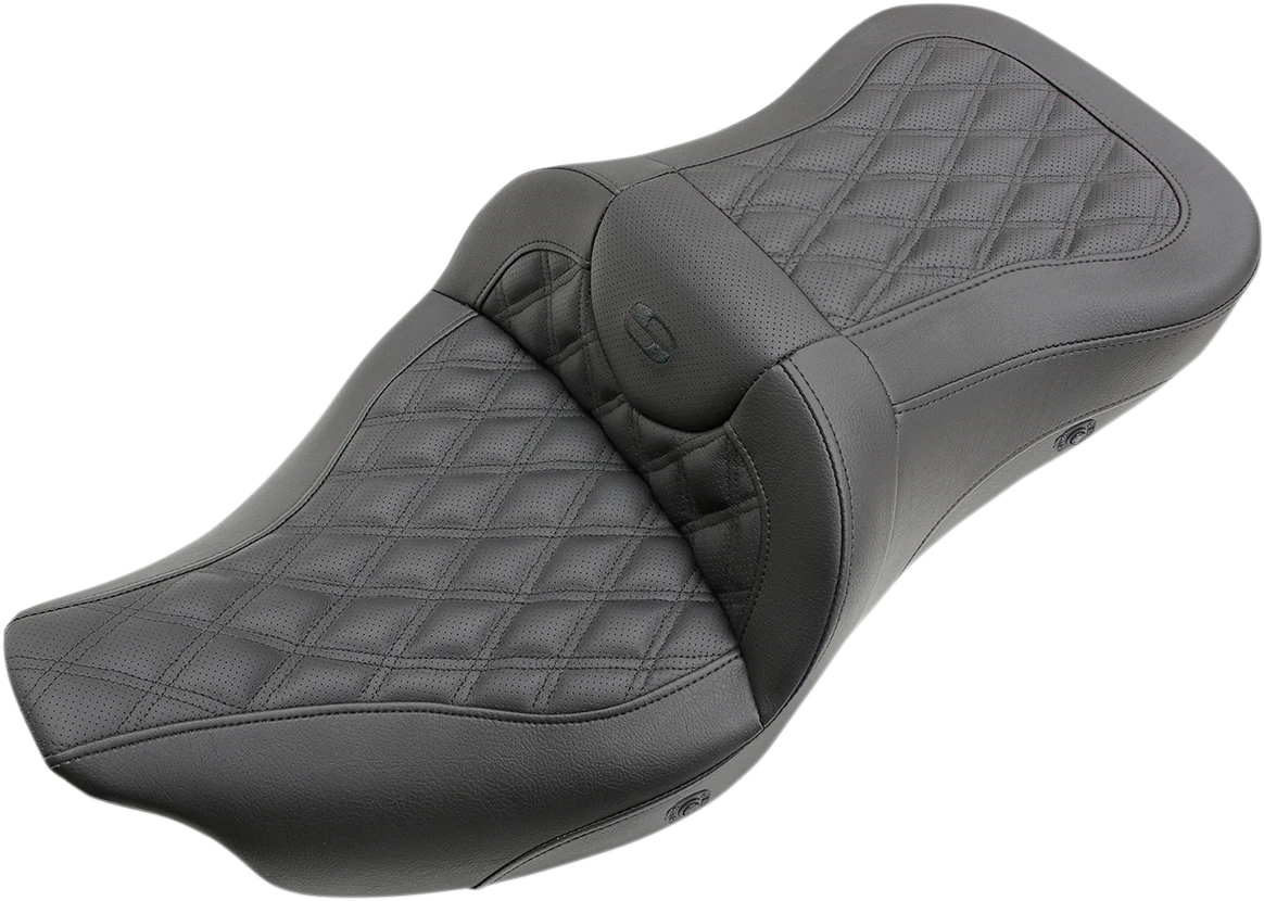 SADDLEMEN Roadsofa Seat for Harley Davidson (Heated, Full Lattice Stitch)