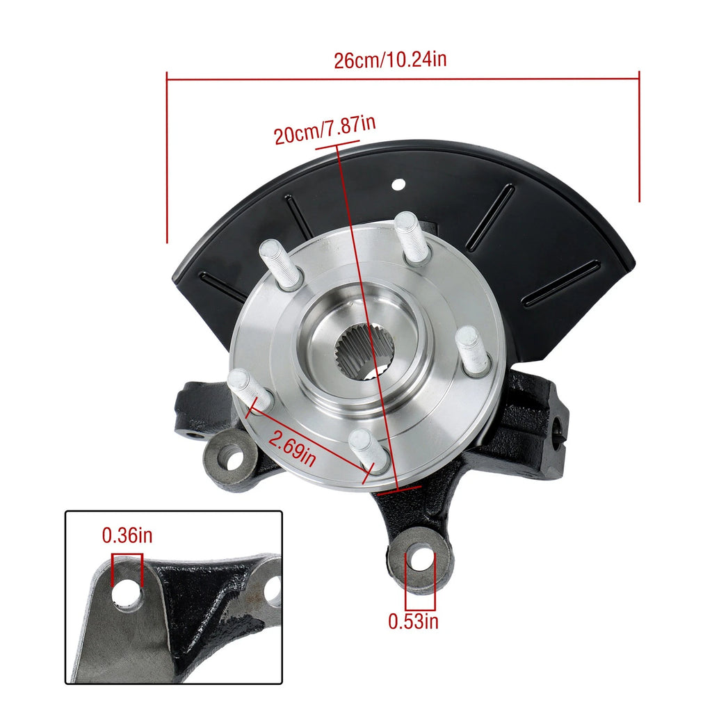 Set of 2 Wheel Bearing Hub Steering Knuckle for Ford Mazda (2001–2004)