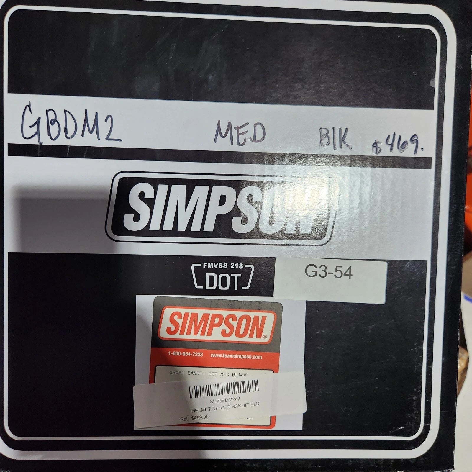 Simpson Ghost Bandit Helmet GDBM2 for Motorcycle (Adult Medium) - Clear Visor