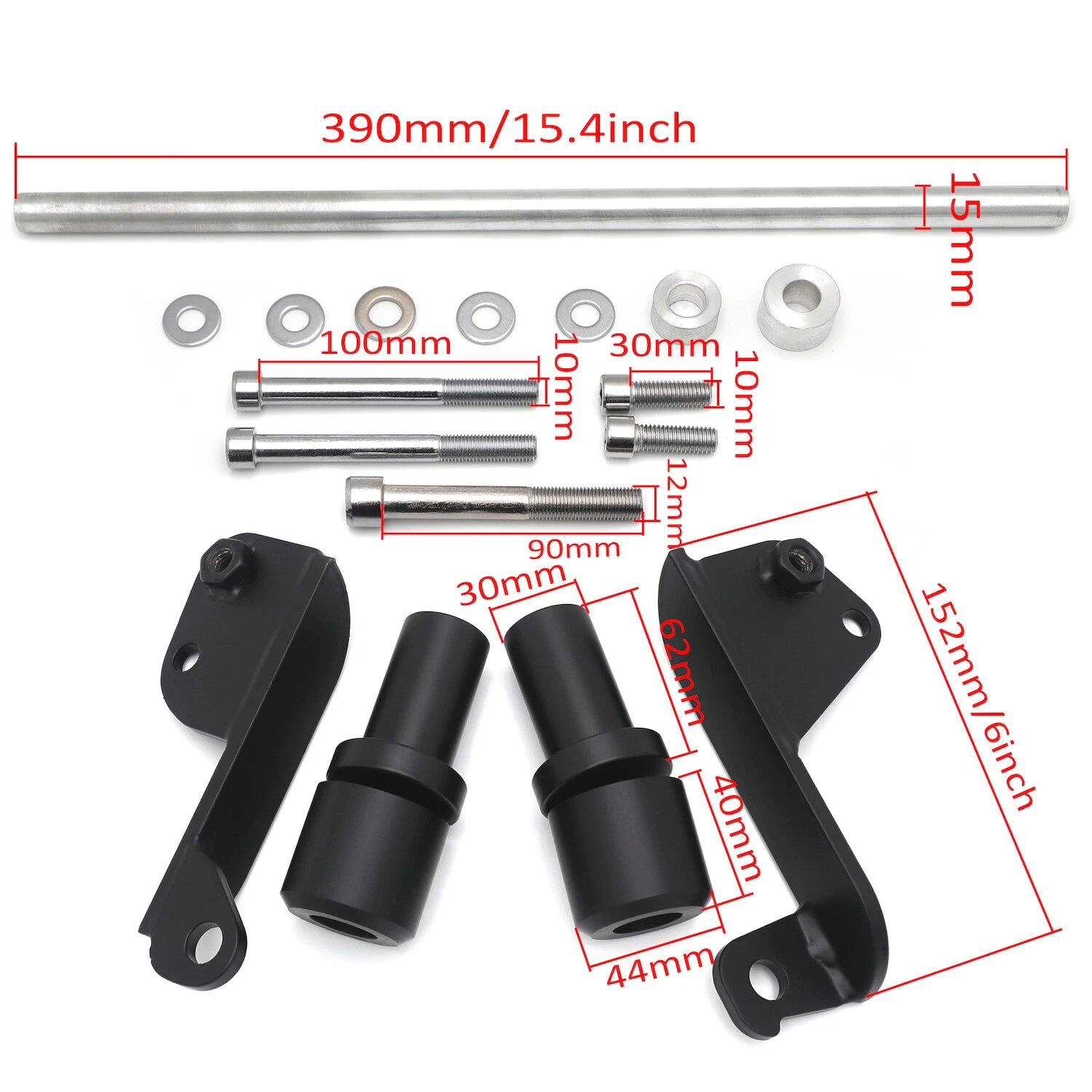 Frame Slider Mounting Bolts for Honda CBR600RR (2003–2006) - Black
