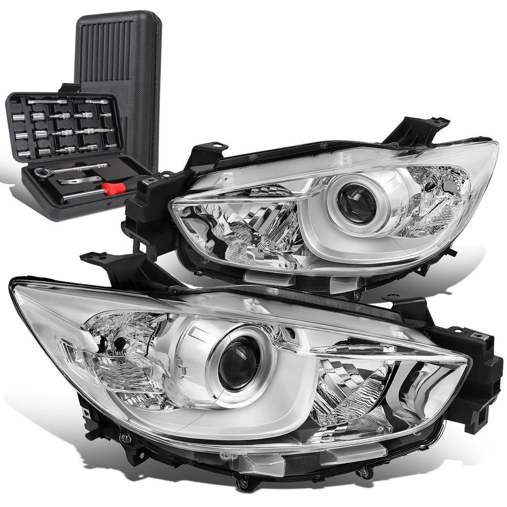 Pair Chrome/Clear Signal Projector Headlights for Mazda CX-5 (2013–2016)