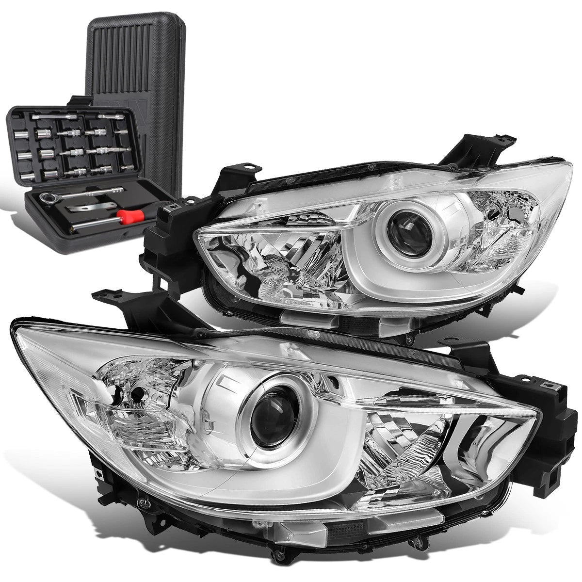 Pair Chrome/Clear Signal Projector Headlights for Mazda CX-5 (2013–2016)