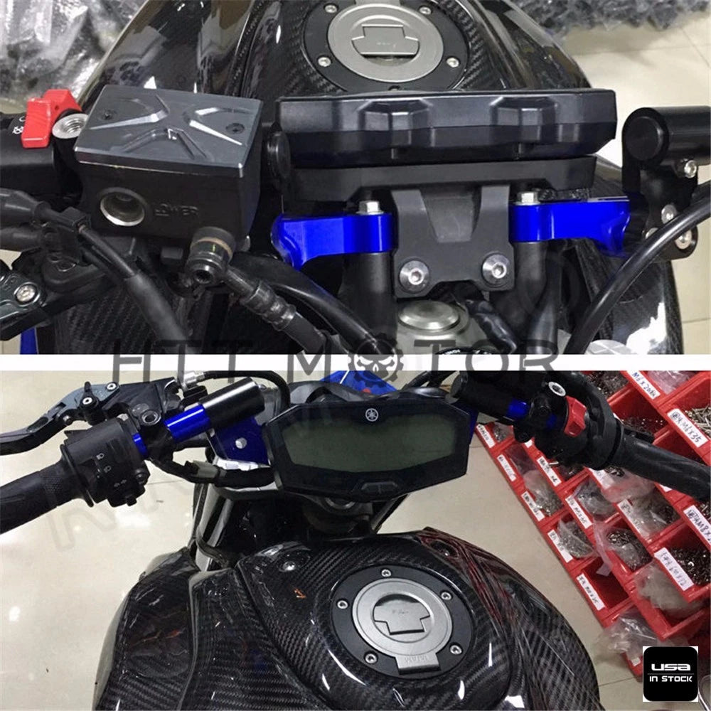 Clip-On Adapter Plate & Handlebars Set for Yamaha MT-09 FZ-09 (2013–2016) Blue