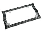 Spider Web License Plate Frame Black Chrome for Cars and Trucks (Universal)
