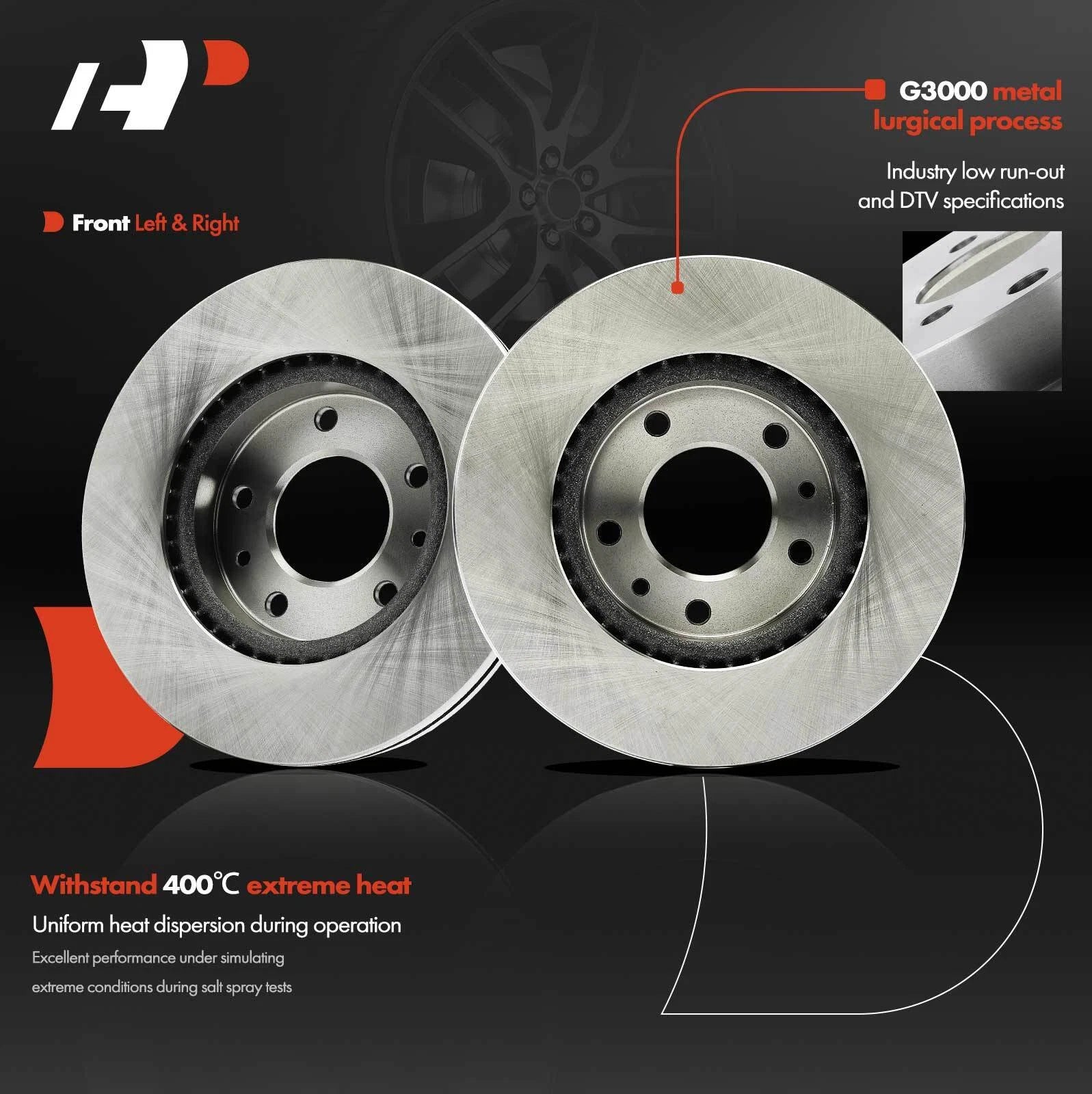 2x Front Disc Brake Rotors for Kia Sedona (2002–2003)