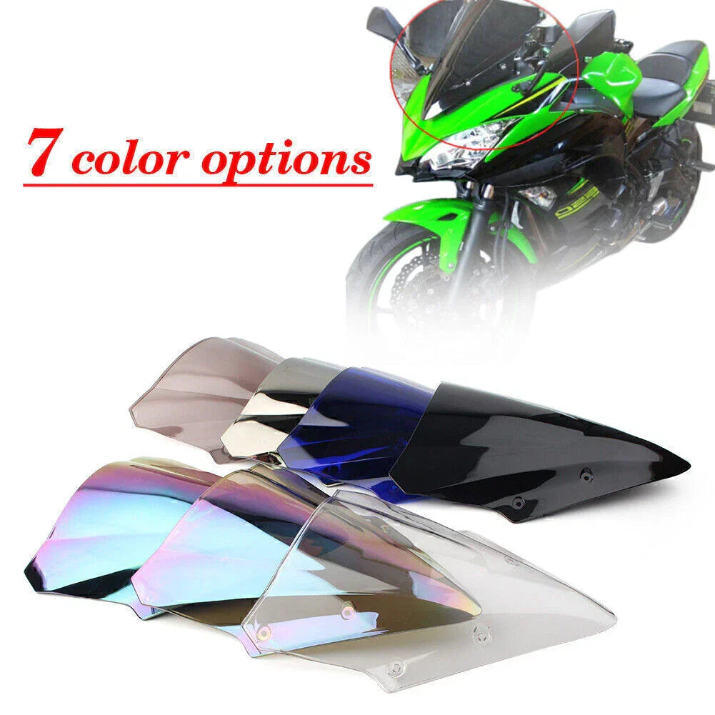 Black Dual Bubble Windscreen for Kawasaki Ninja 650 EX650 ER6F (2017-2019)