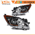 Set of 2 Black Housing Clear Lens Headlights for Mazda 3 (2010–2013)