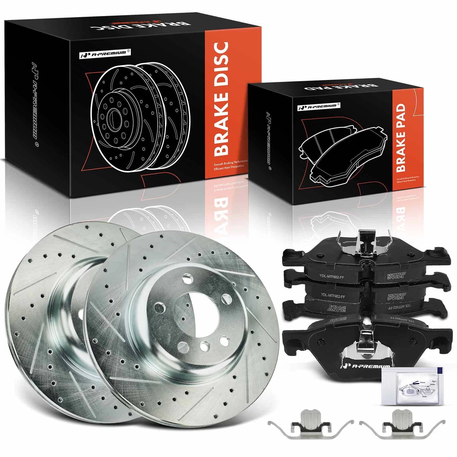 6x Front Drilled Brake Rotors & Pads for BMW 528i xDrive (2012–2016)