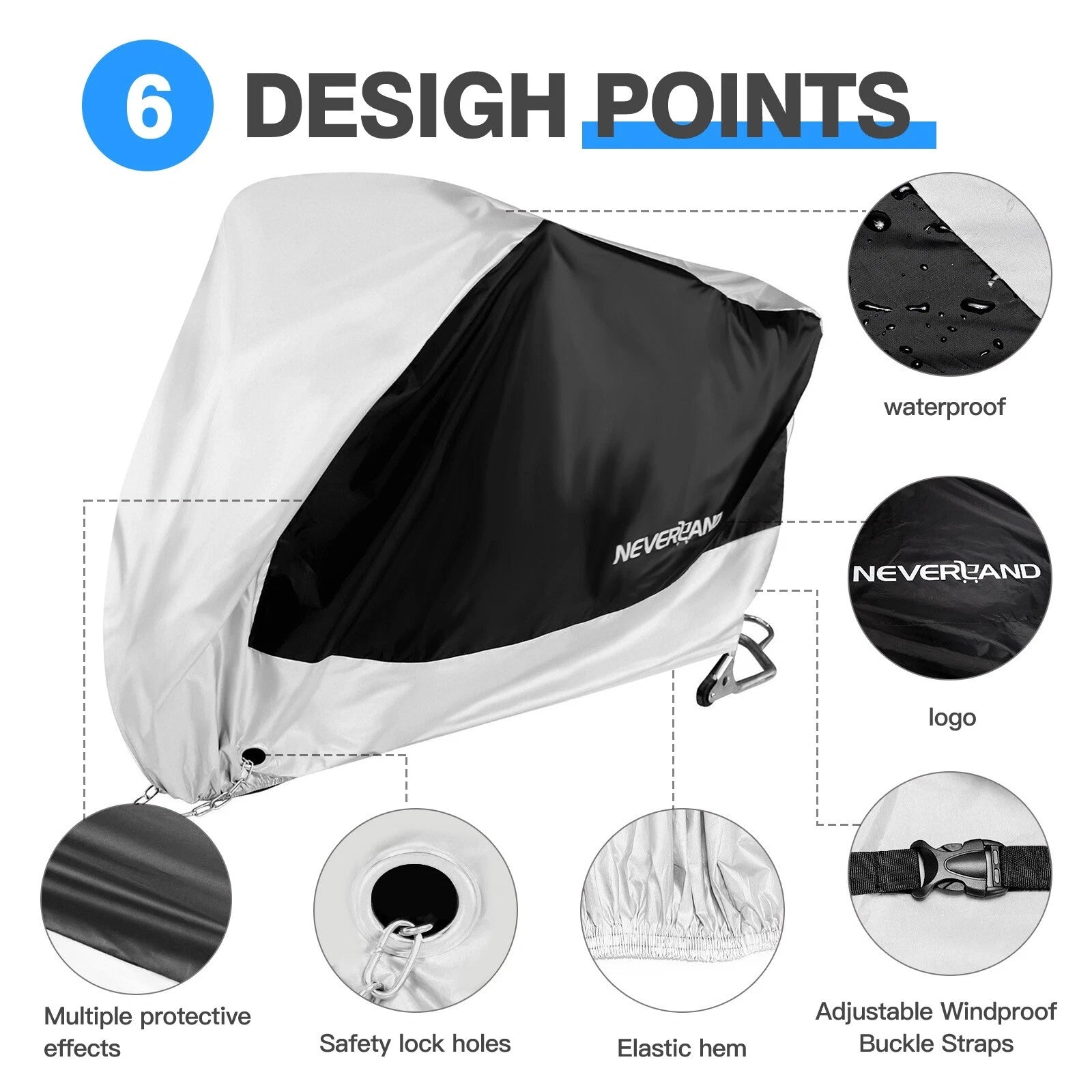 Set of 4 Waterproof Motorcycle Covers for Outdoor Use (Universal Fit)