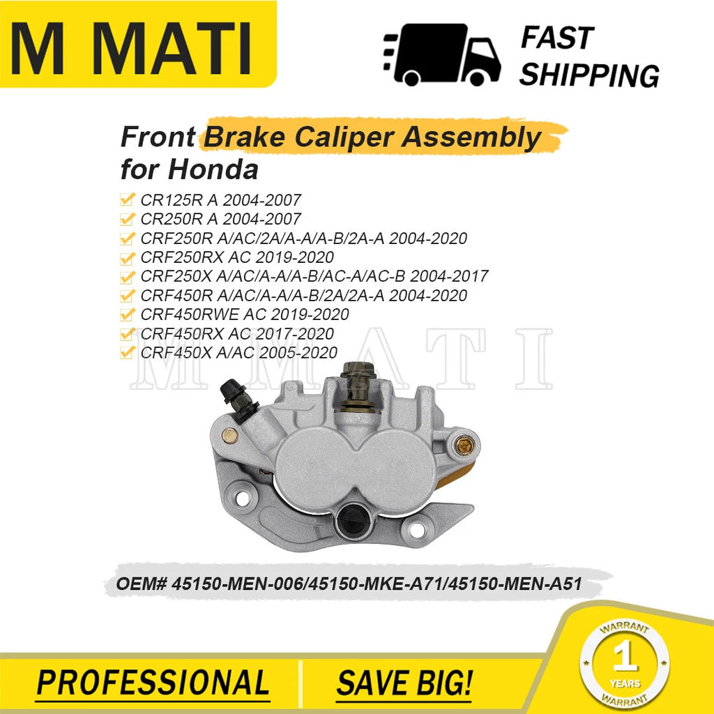 Front Brake Caliper for Honda CRF450R CRF450RX CRF450RWE (2004–2020)