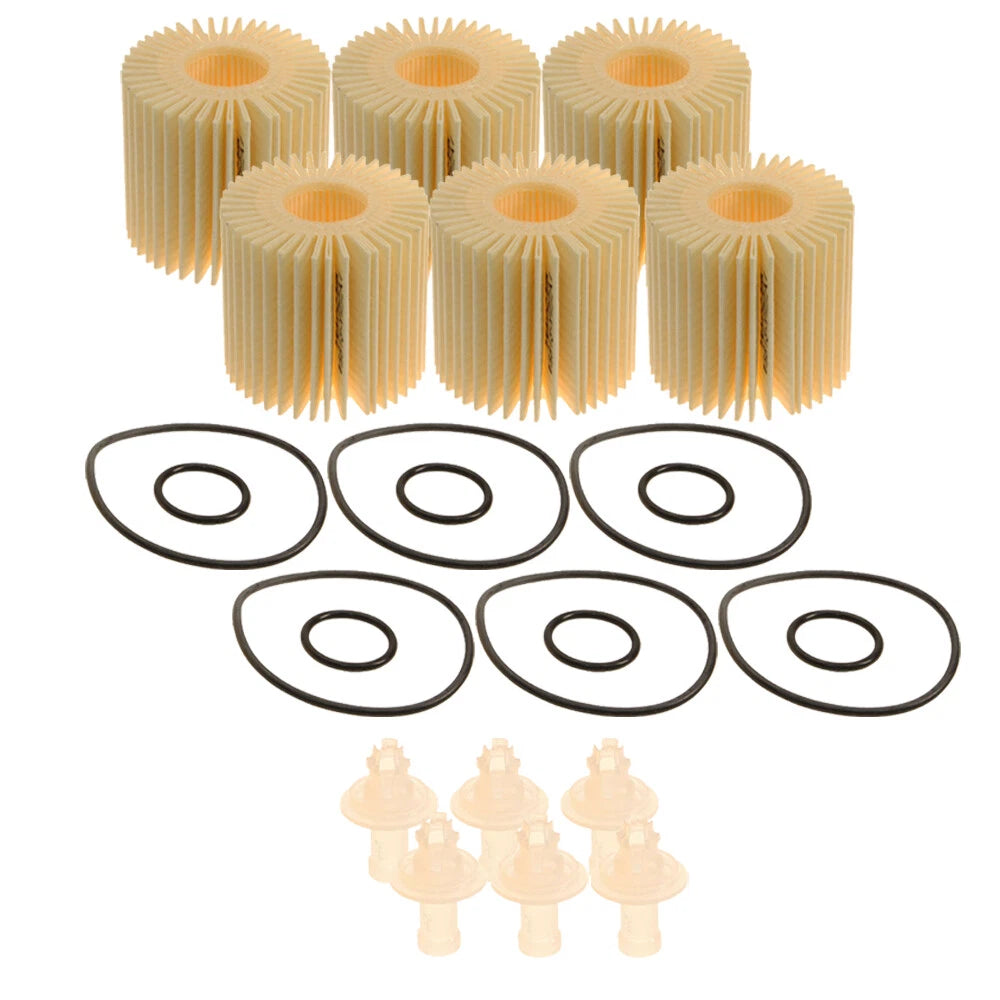 Set of 6 Oil Filter Element Drain Plug & Gaskets for Toyota Scion Lexus