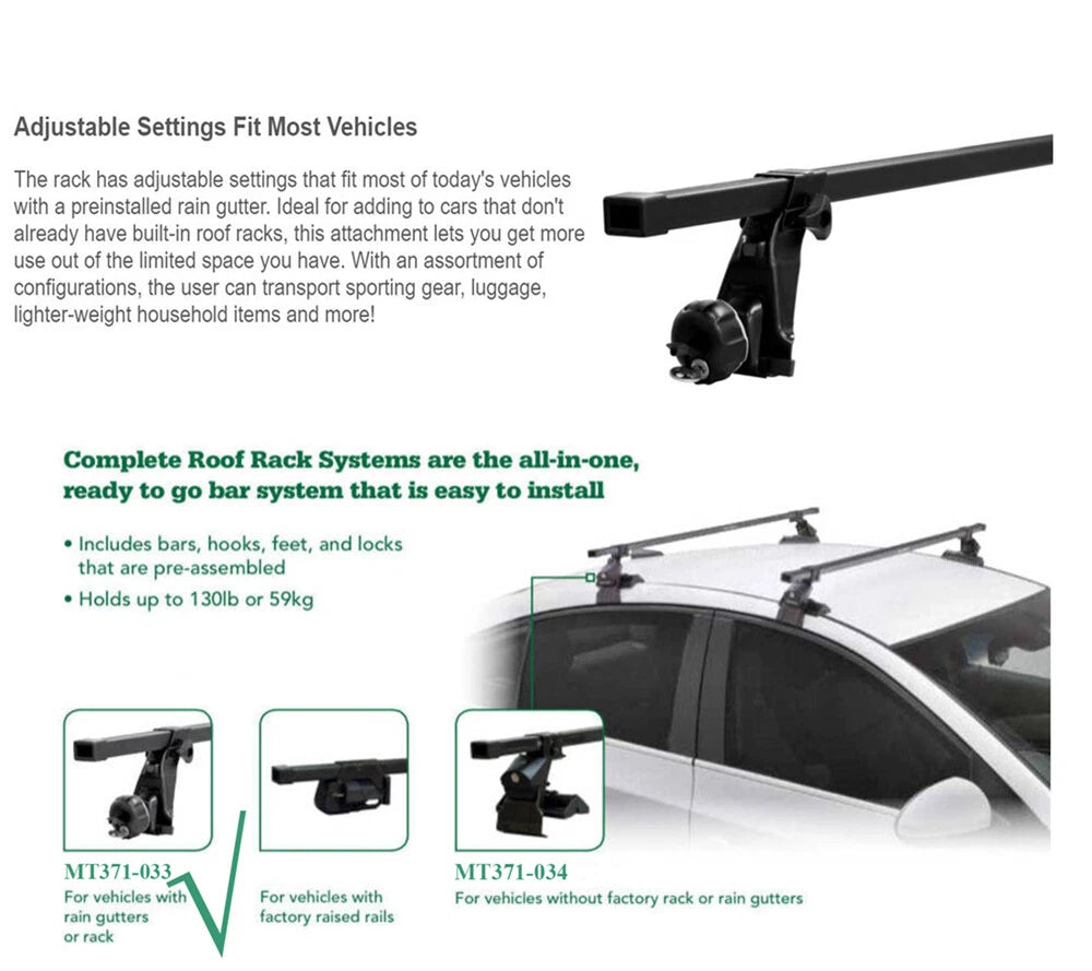 HTTMT SR1001 56" Roof Rack System for Vehicles Rain Gutters (130 lb Capacity)