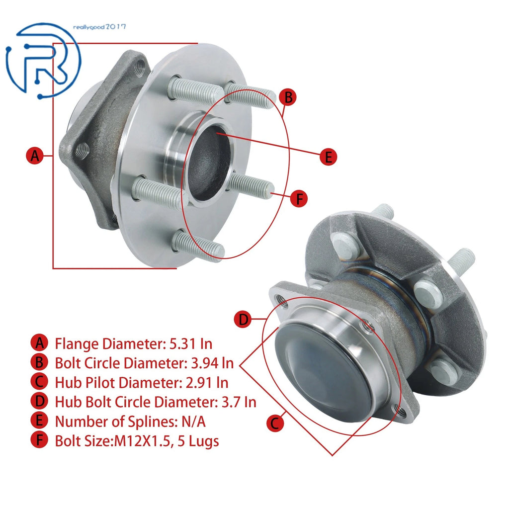 2X Rear Wheel Hub Bearing 512218 for Pontiac Vibe Toyota Matrix (2003–2008)