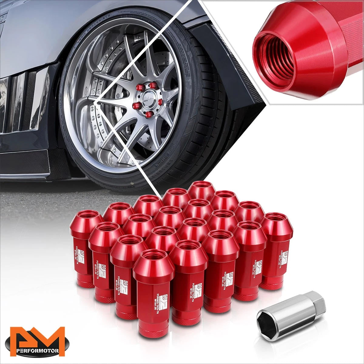 20Pcs M12x1.25 Closed End Knurled Acorn Lug Nuts for Universal Fit (N/A)