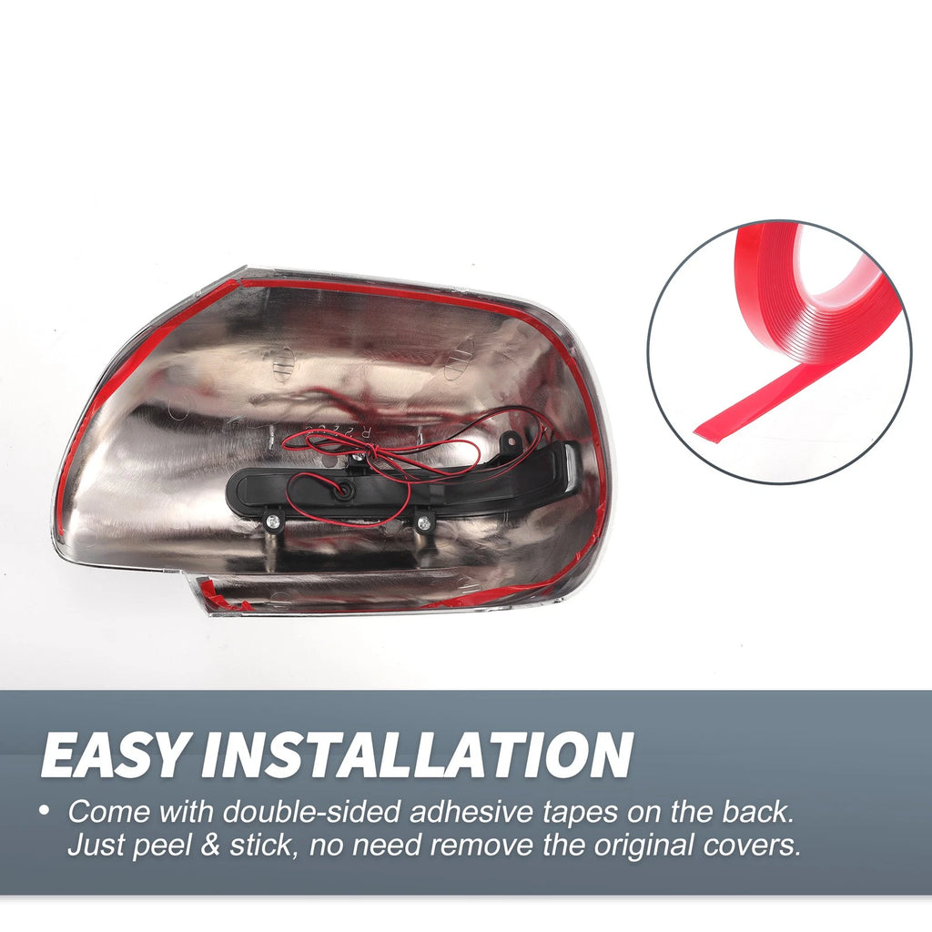 Set of 2 Rearview Mirror Cover Overlay Chrome for Suzuki (with LED Light)