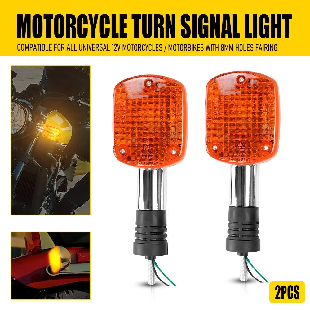 2Pcs LED Turn Signal Blinker Lights for Universal Motorcycles (12V)
