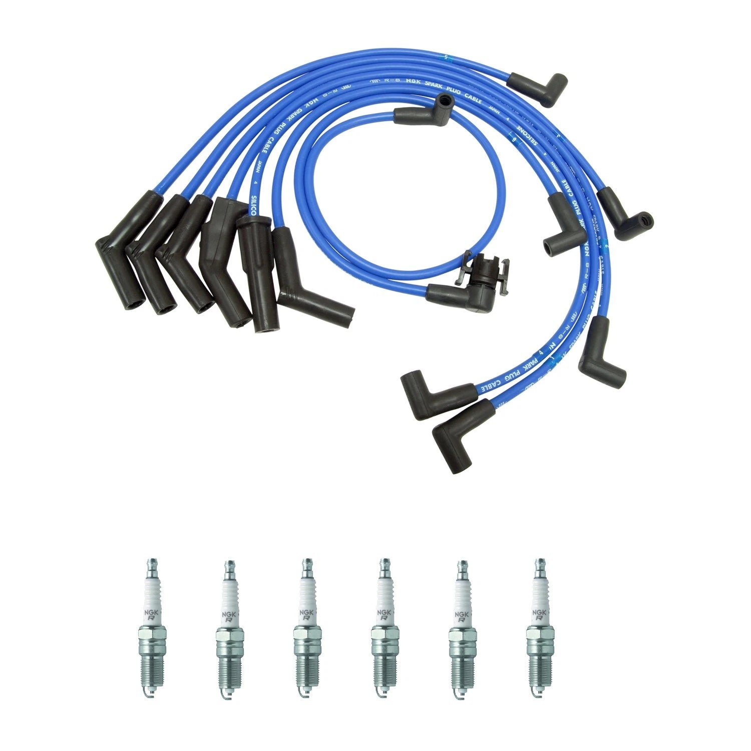 NGK Wire Set & 6 V-Power Spark Plugs for Ford Ranger (1983–1997)
