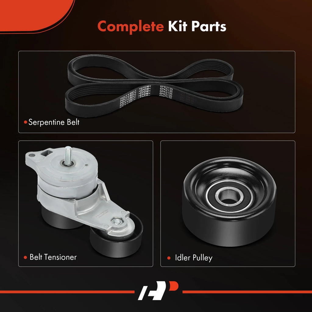 3X Serpentine Belt Drive Component Kit for Honda Accord Odyssey (2003–2017)