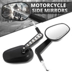 Oval LED Signal Side View Mirrors for Universal Naked Bike Cruiser