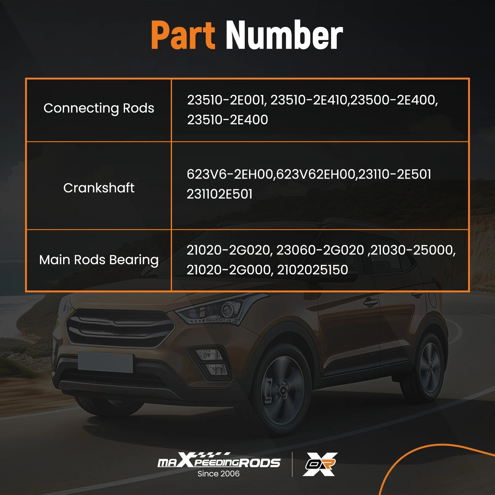 2.0L Crankshaft Rods & Bearing Set for Hyundai Tucson/Kia Soul (2012–2019)