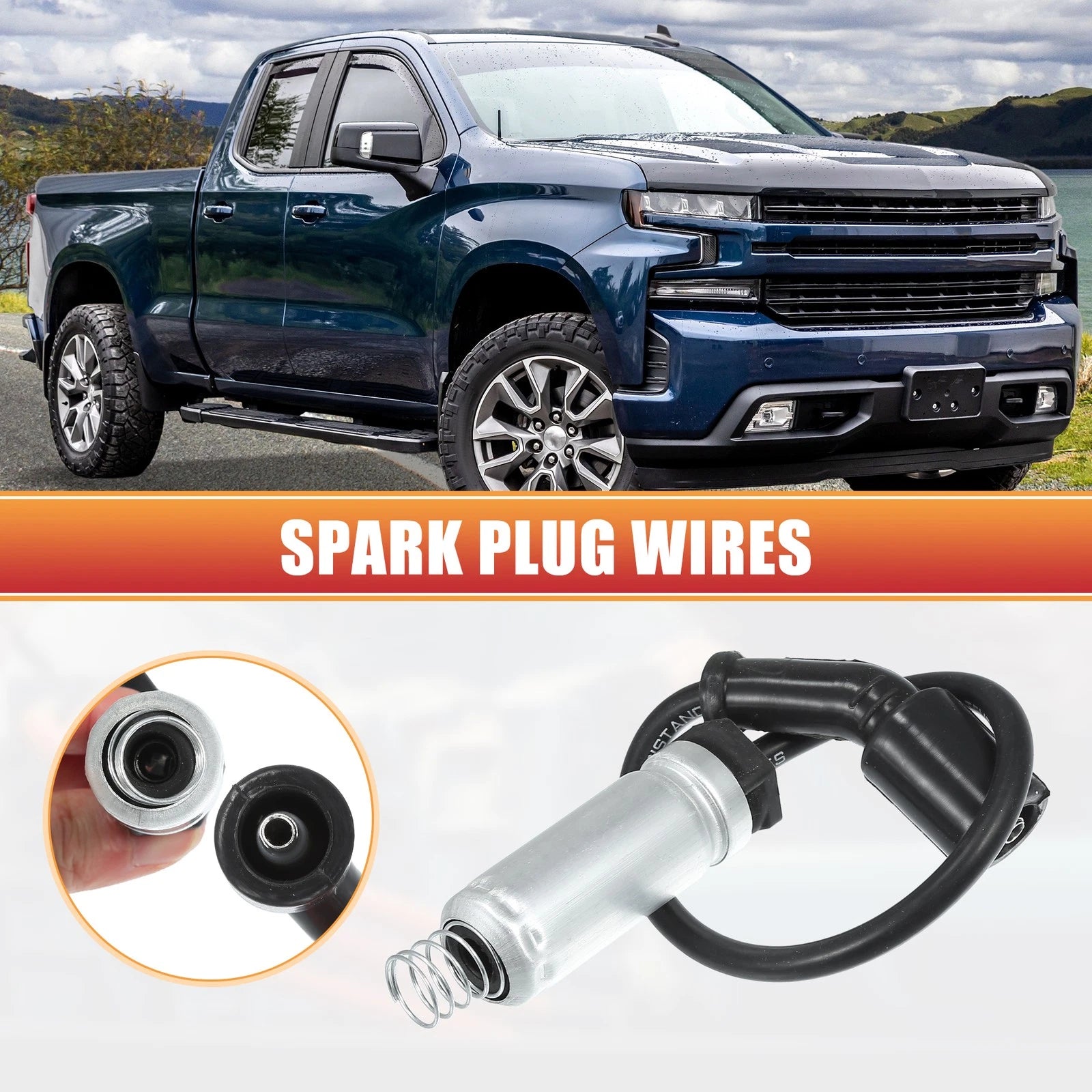 8pcs Spark Plug Wire Ignition Coil Cable No.19431551 for Chevrolet Silverado (2014–2018)