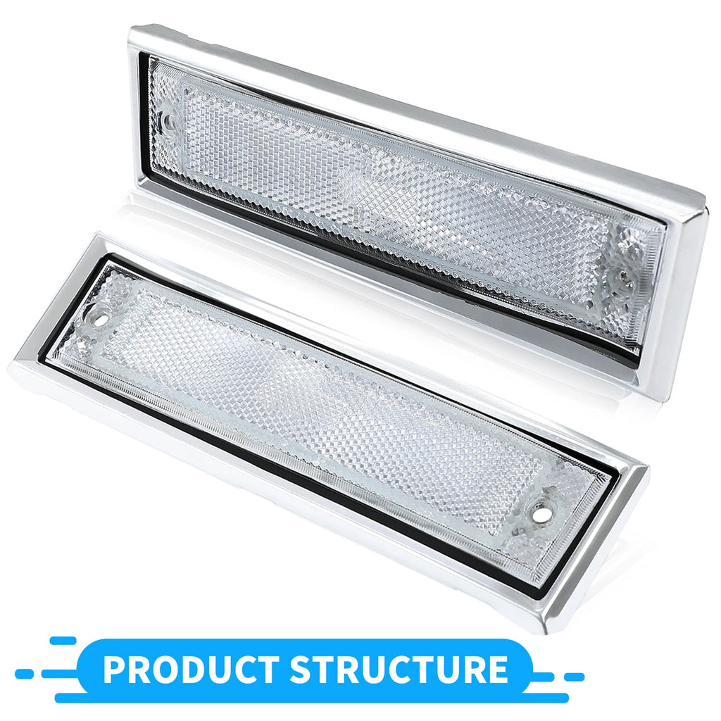 Pair Front Signal Side Marker Lights for GMC Chevy Pickup (1981-1991)