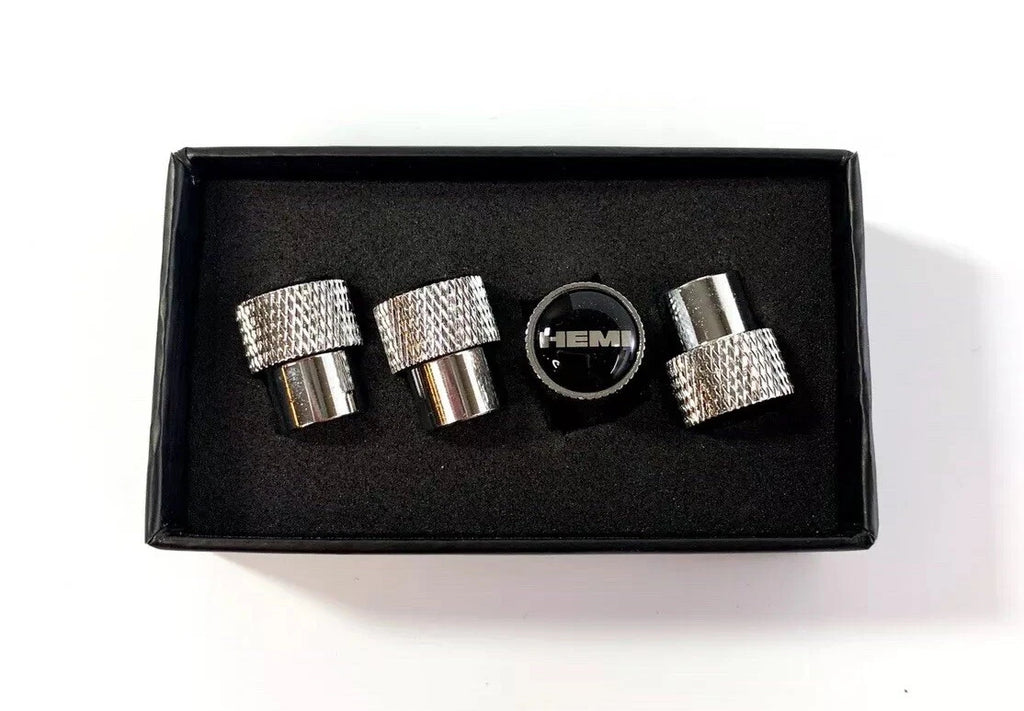 Valve Stem Caps Premium Chrome for Dodge Hemi Logo (Fits Multiple Models)