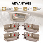 Set of 4 Beige Inside Door Handles with Lock Button for Toyota Corolla (2003–2008)