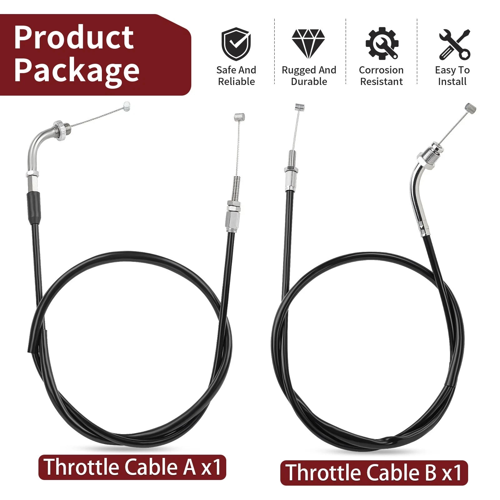 Throttle Cable Push & Pull Set for Honda VTX1300 VTX1300C (2004–2009)