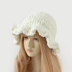 Fisherman Bucket Hat for Handmade Knitted Ruffled Brim Design
