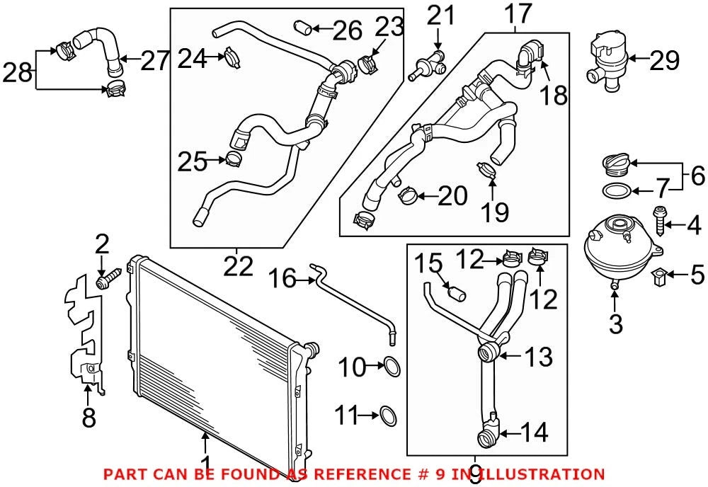 Genuine OEM Radiator Coolant Hose 5C0121049K for Volkswagen Jetta (2014)
