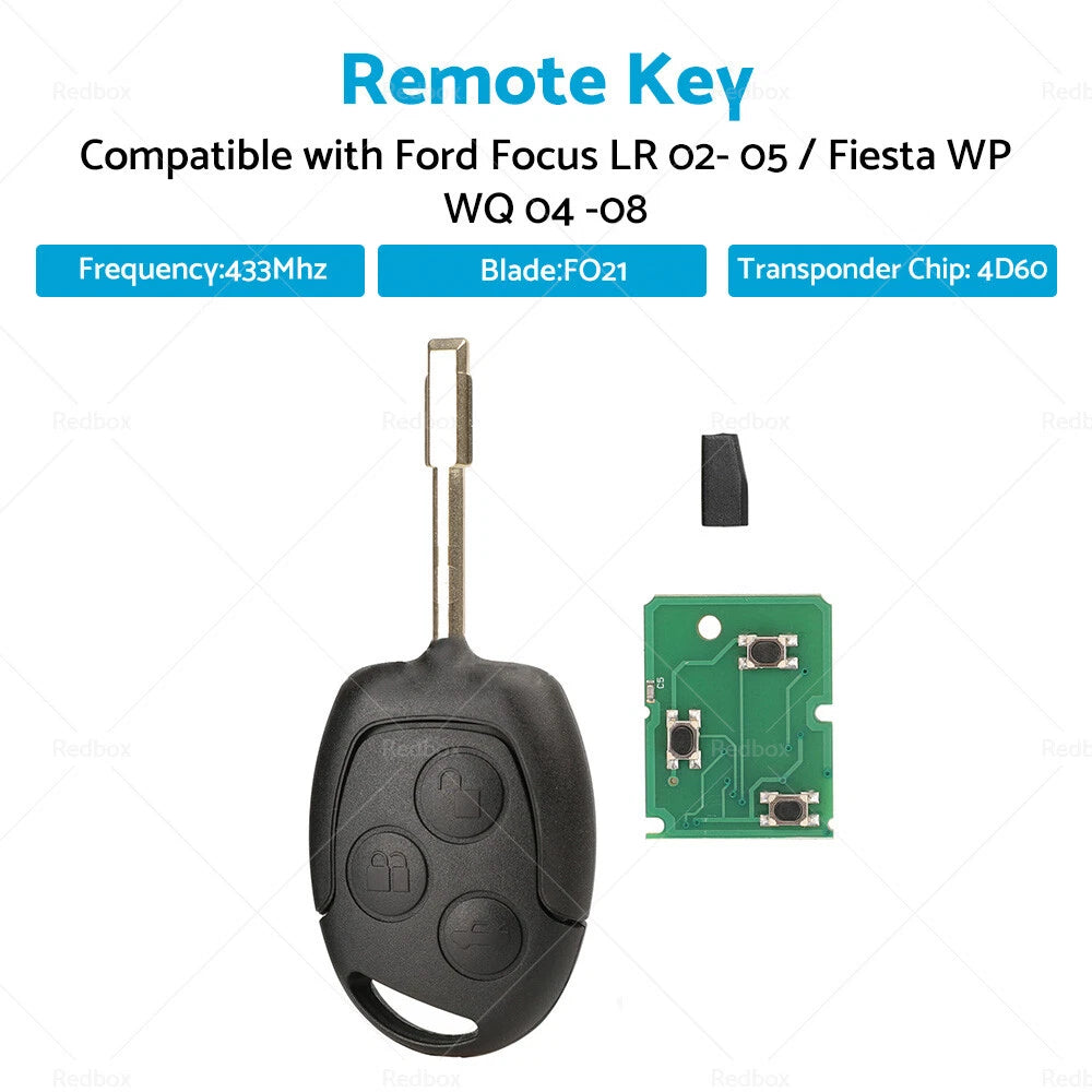 Remote Key 433MHz 4D60 for Ford Focus (2002–2005) / Fiesta (2004–2008)