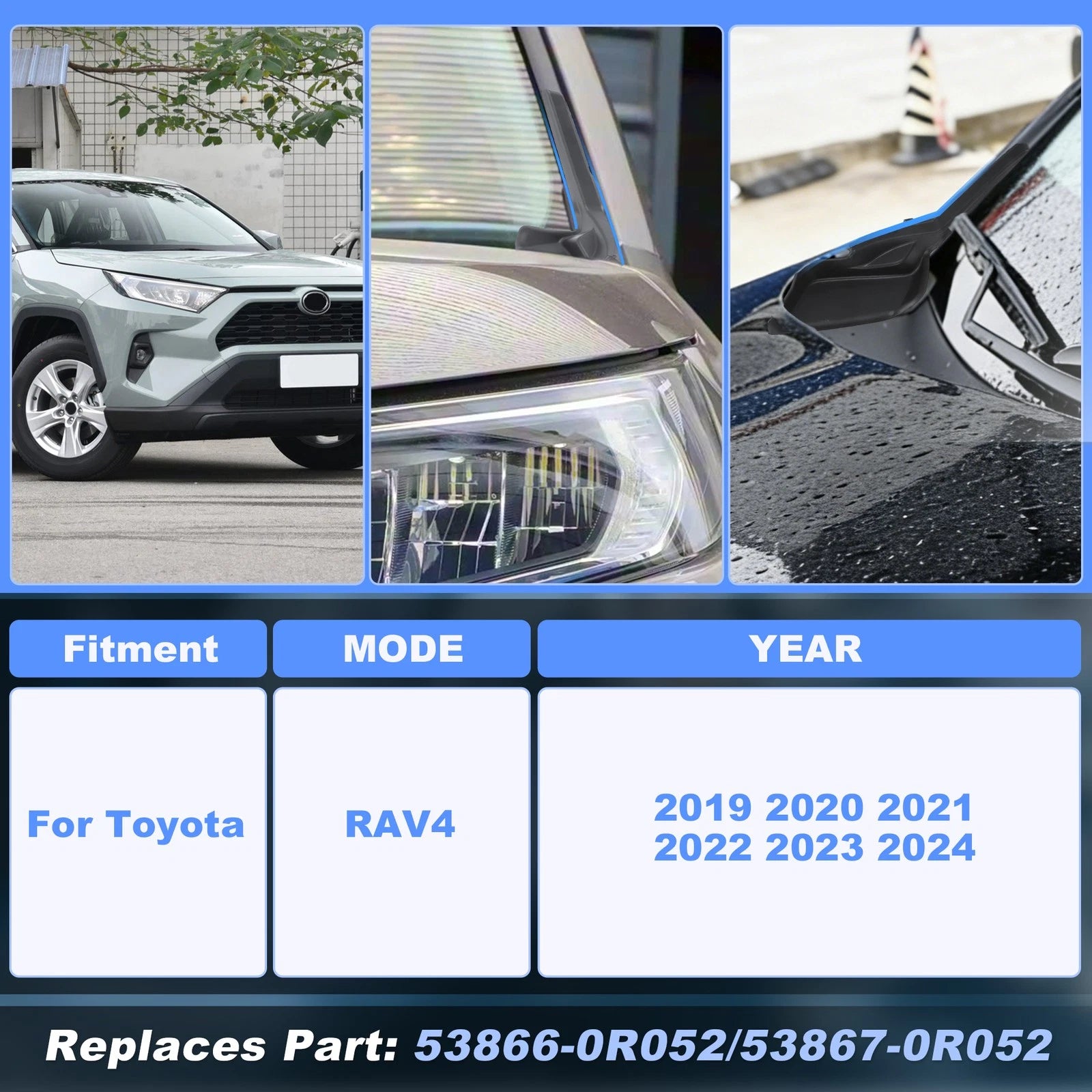 Front Windshield Wiper Side Cowl Trim Cover for Toyota RAV4 (2019–2024)