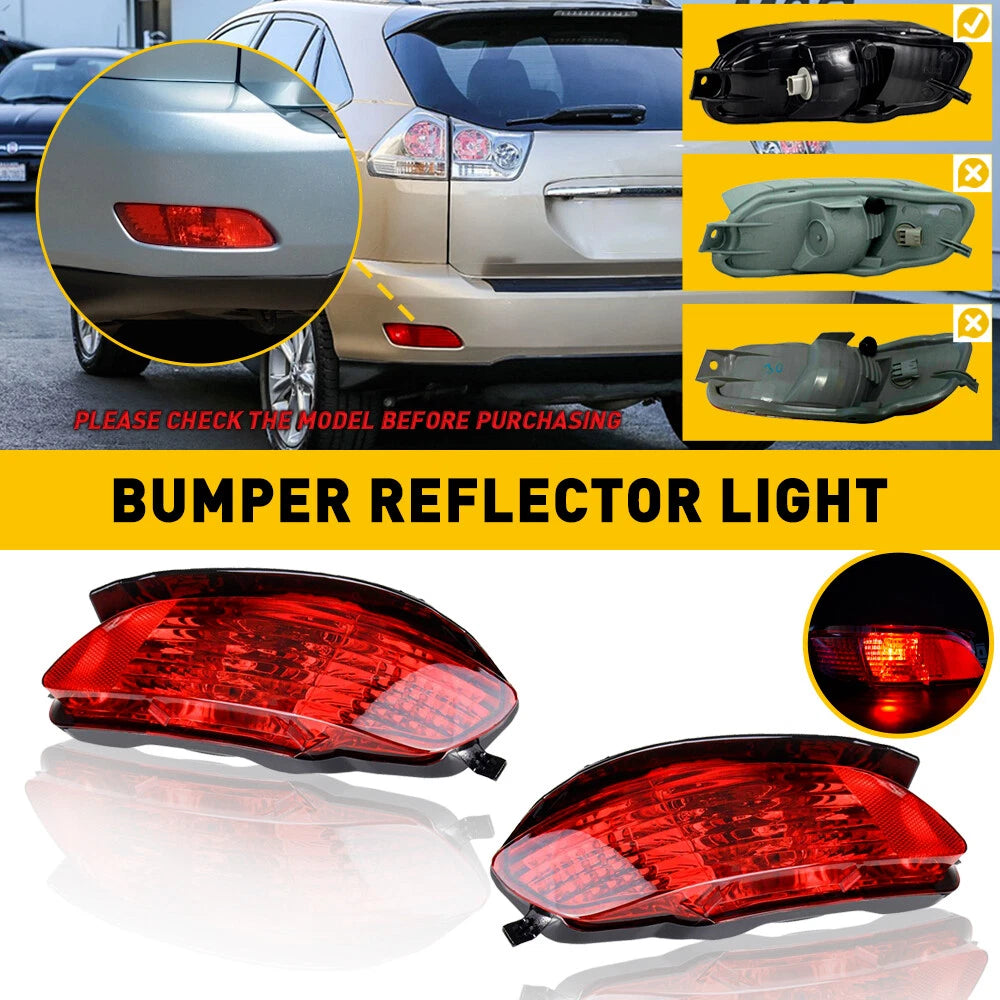Pair Rear Bumper Reflector Lights for Lexus RX300 RX330 RX350 RX400 (2004–2009)