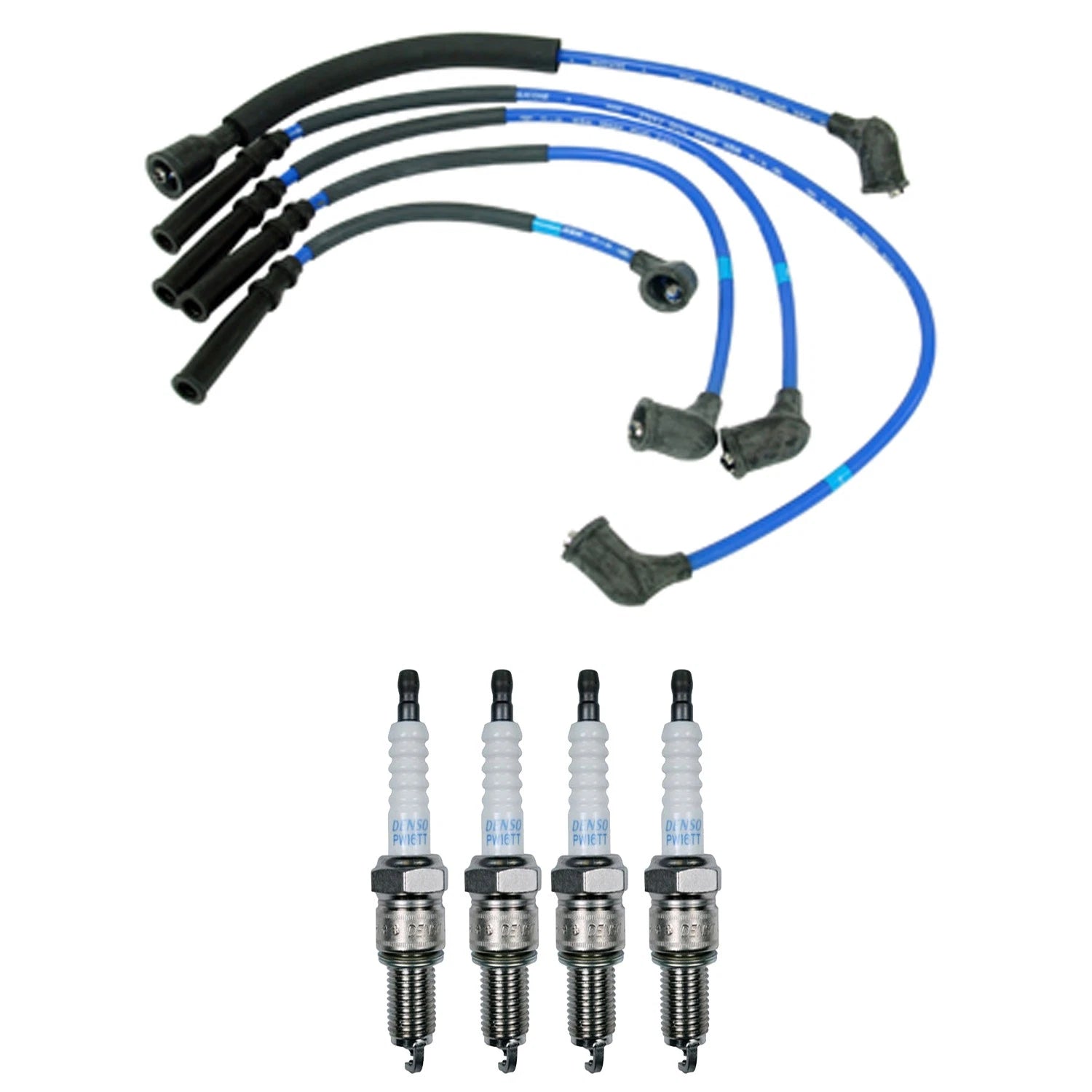 NGK Wire Set & Denso 4 Platinum TT Spark Plugs Kit for Mazda 626 B2000 (1983–1992)