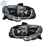 2X Headlight Assembly for Honda Civic (2016-2021) with LED DRL Black Housing