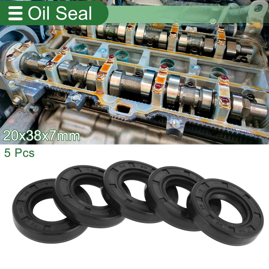 Set of 5 Oil Seal Ring for Rotary Shaft 20x38x7mm NBR Rubber